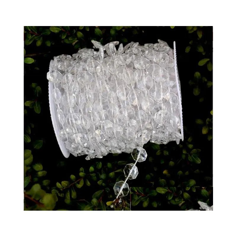 wholesale-30 meters diamond crystal acrylic beads roll hanging garland strand wedding birthday christmas decor diy curtain
