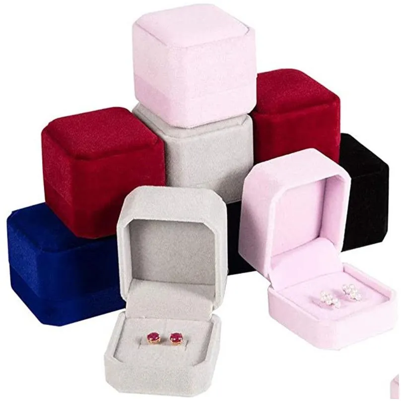 square ring retail box wedding jewellery earring holder protable storage cases engagement gift packing boxes for jewelry