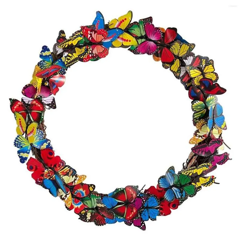 decorative flowers 12inch butterfly wreath for front door artificial hanging garland farmhouse holiday easter window party christmas