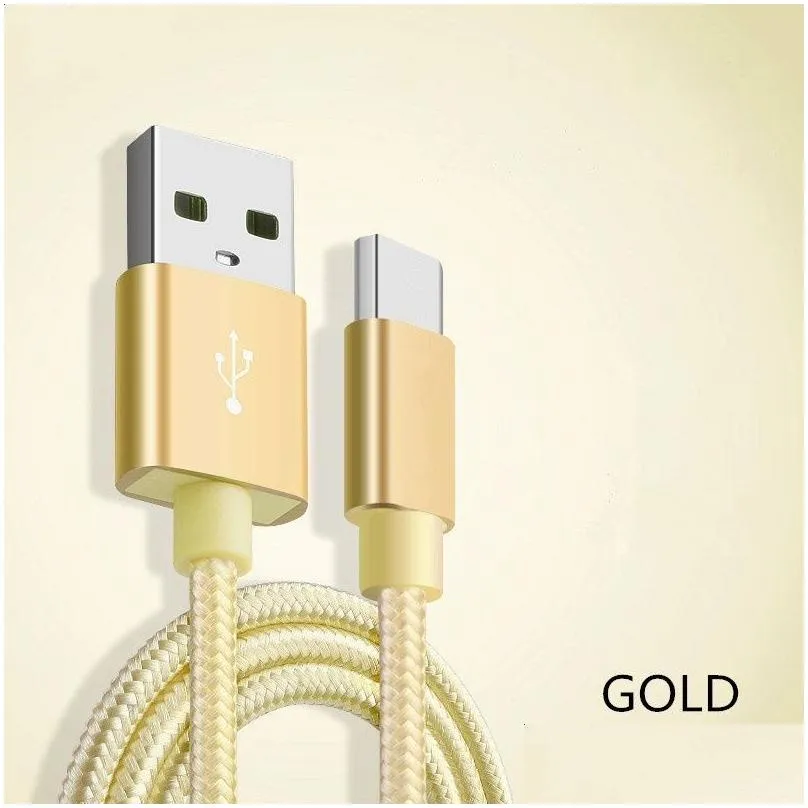 type c nylon braided micro usb cables charging sync data durable quick charge  cord for android v8 smart phone