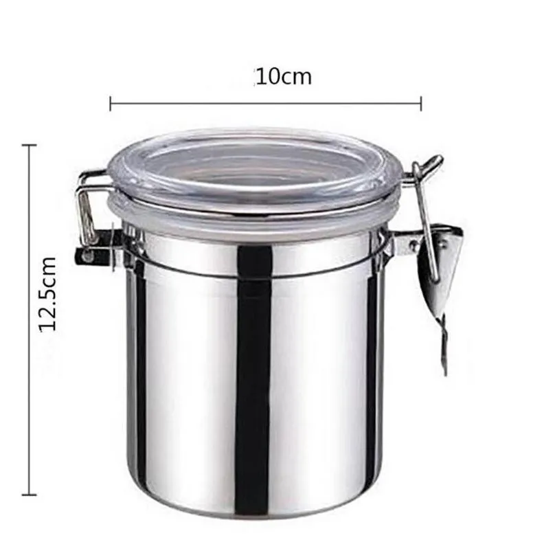 stainless steel sealed canister coffee flour sugar container holder cans pots storage bottles jar transparent cover
