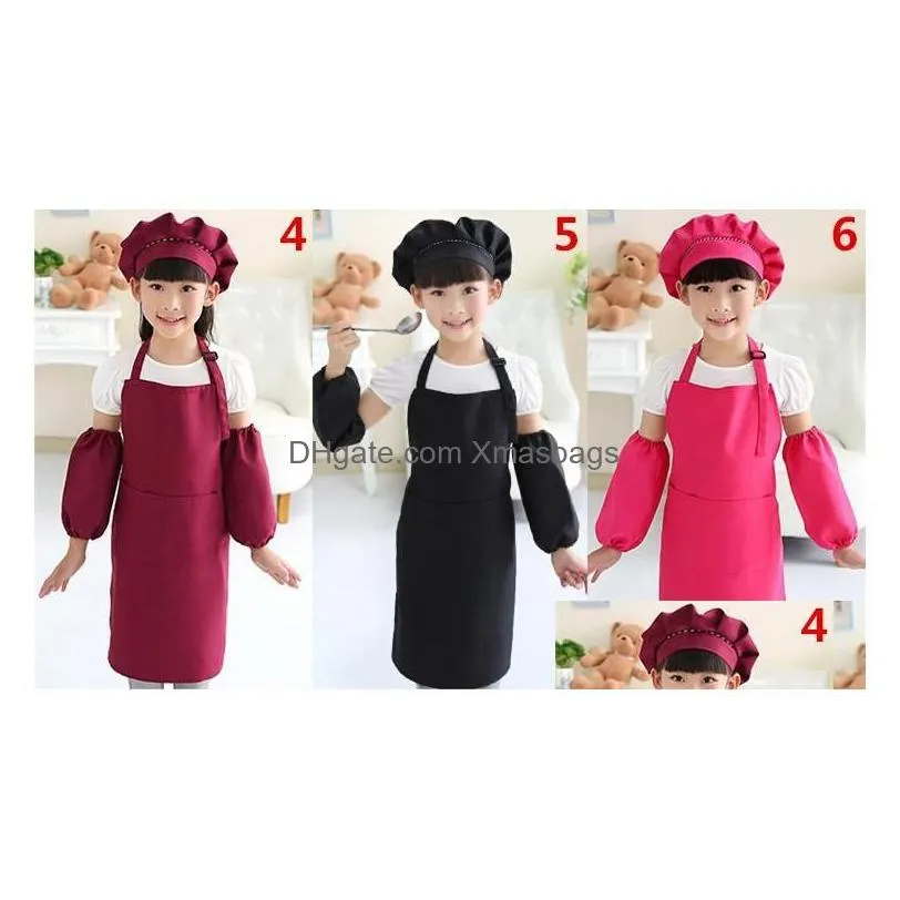 aprons kids pocket craft cooking baking art painting kitchen dining bib children 10 colors drop delivery home garden textiles 0220