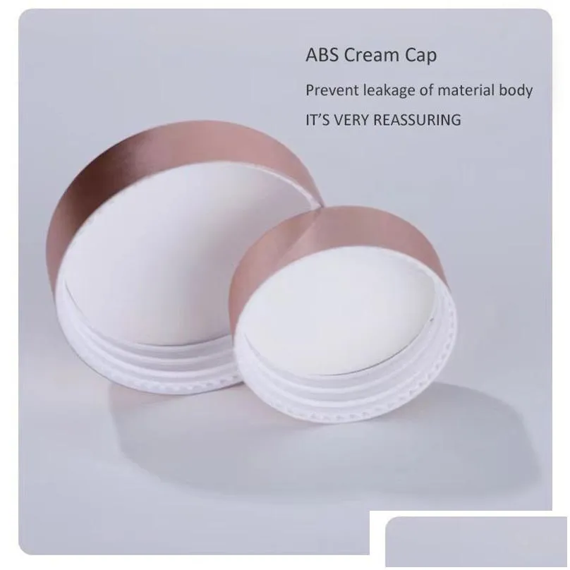 wholesale pink glass face cream jar pot empty thick glass bottle cosmetic cream jar container with rose gold lid and inner liners 5g 10g 15g 20g 30g 50g 60g