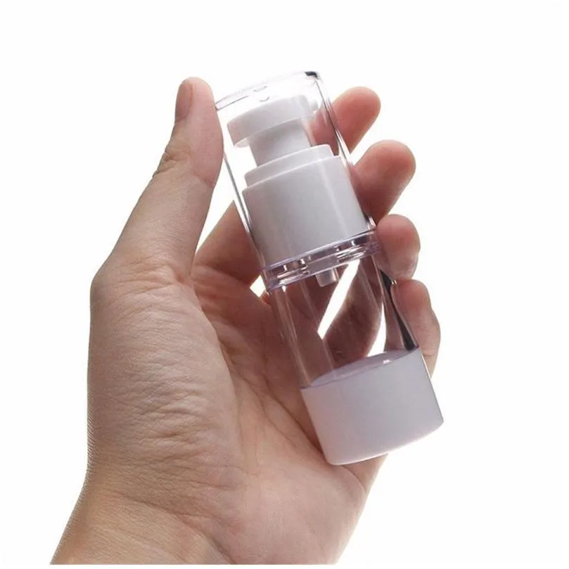 wholesale 15ml 30ml 50ml transparency empty airless pump container travel plastic lotion spray cosmetic bottle with pump 0160
