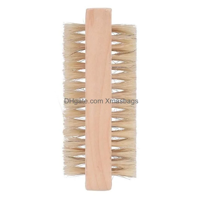 natural boar bristle brush wooden nail brush foot clean brush body massage scrubber make up tools