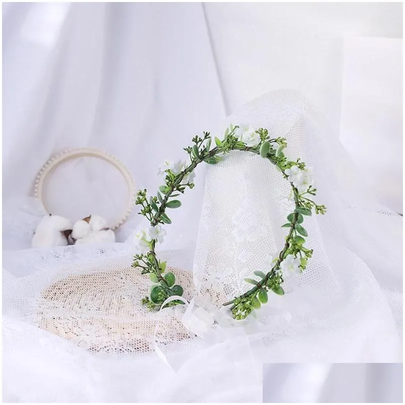 decorative flowers flower crown bridal green leaf headpiece garland halo maternity po shoot headband wedding