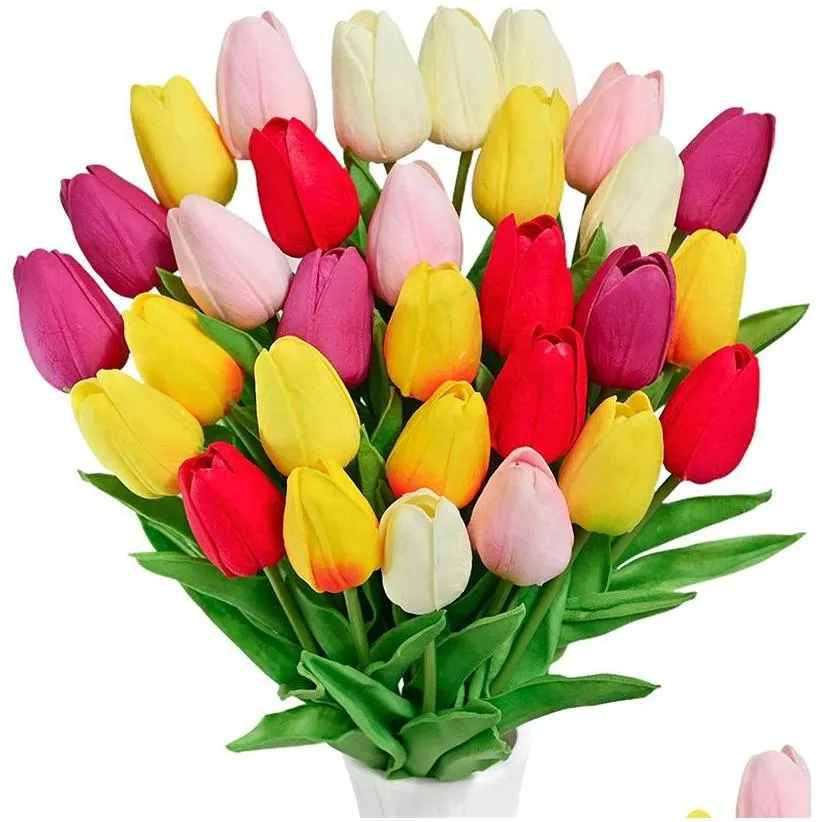 artificial tulip flowers fake tulips flower pu latex flower for home wedding party festival decor