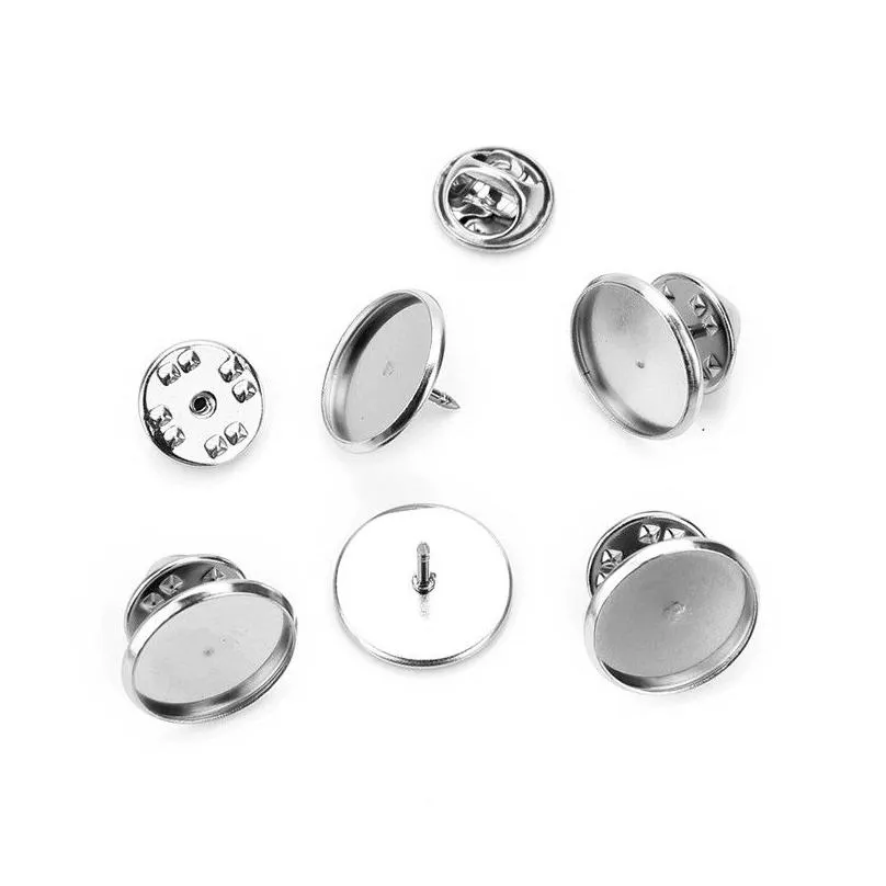 Other Sauvoo Stainless Steel Brooch Base 12mm 14mm 16mm 18mm 20mm Butterfly Tie Tack Blank Pin Tray DIY Jewelry Findings Other