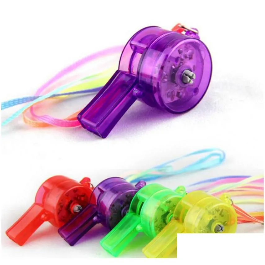 glowing whistle flashing whistle colorful lanyard led light up fun in the dark party rave kids toy funny gadgets with box gift