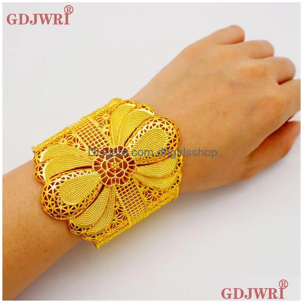 bangle wide bracelet gold color bangles for women accessories bride bracelets indian ethiopian france african dubai jewelry gifts
