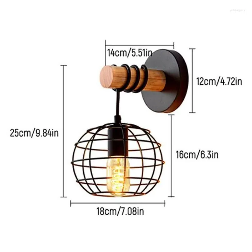 wall lamp retro lights e27 vintage metal lantern lamps antique wooden for home aisle coffee bar store el decor