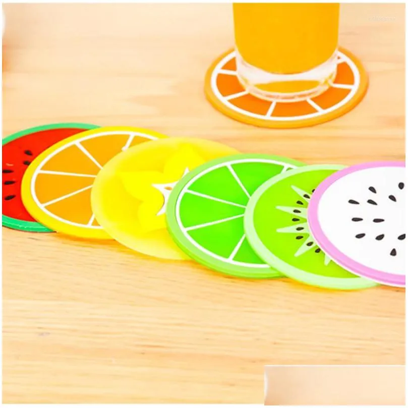 table mats kawaii cup fruit shape cartoon pattern silicone material non-slip bowl mat heat insulation drink rack placemat