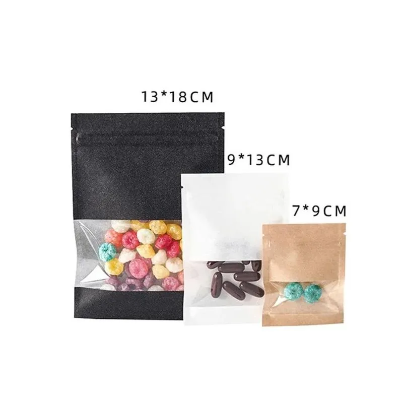 wholesale 100pcs lot 7x9cm 9x13cm 13x18cm brown white kraft paper bag smell proof sample bags pouch for dried fruit tea
