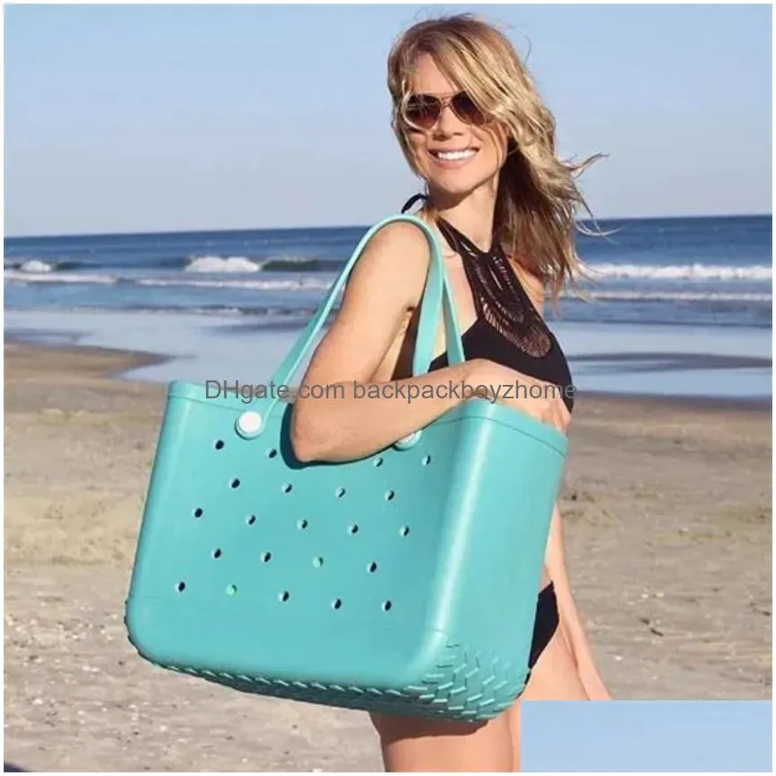 storage bags waterproof bogg beach bag solid punched organizer basket summer water park handbags large women`s stock gifts