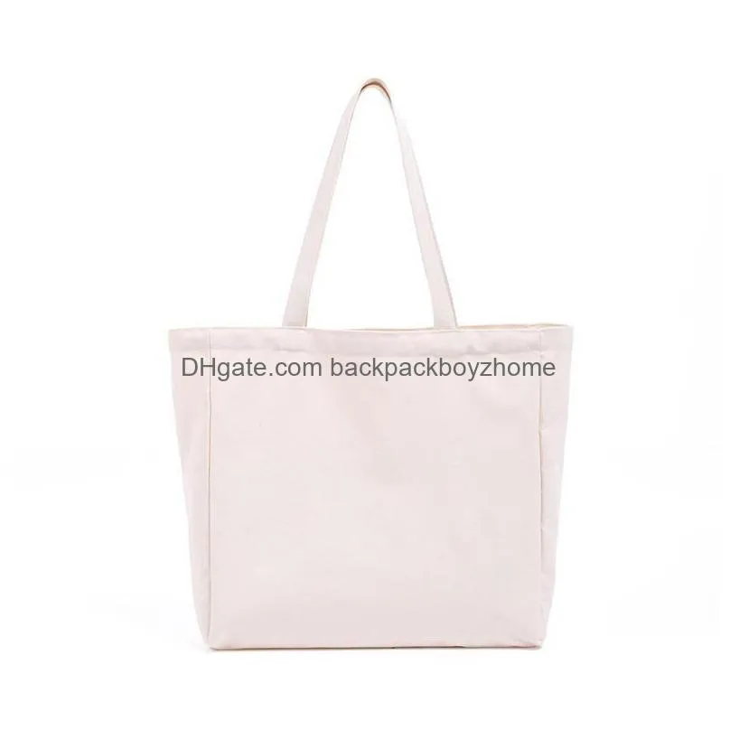 large blank canvas shopping bags eco reusable foldable shoulder bag handbag tote cotton tote bag fy3832