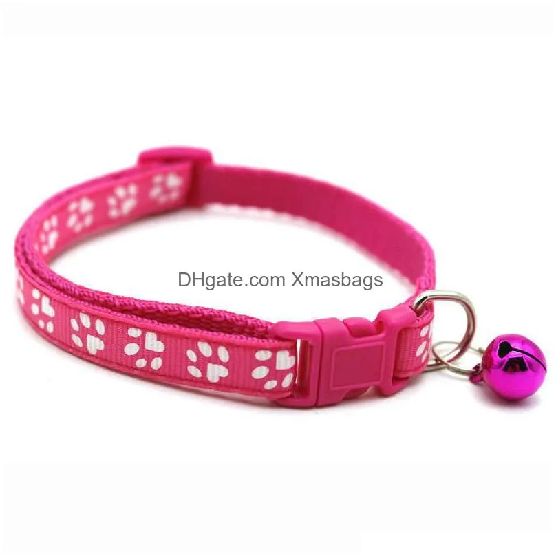 1.0 footprint collars pet dog collar cat single with bell easy to find leashes length 19-32cm