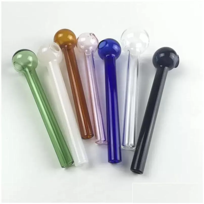 oil burner glass pipes 10cm colorful pyrex oil burner pipe for smoking hand glass pipes with 7 color purple bubbler