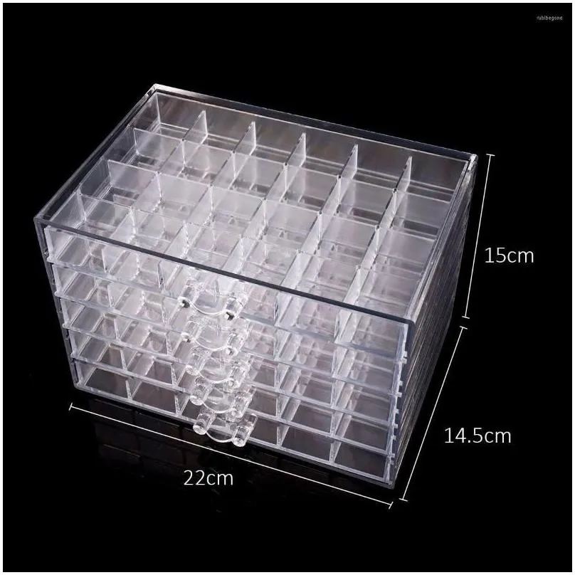 storage boxes 120/72 grids nail art decoration accessories clear box rhinestones crystal manicure tool display rack drawer case
