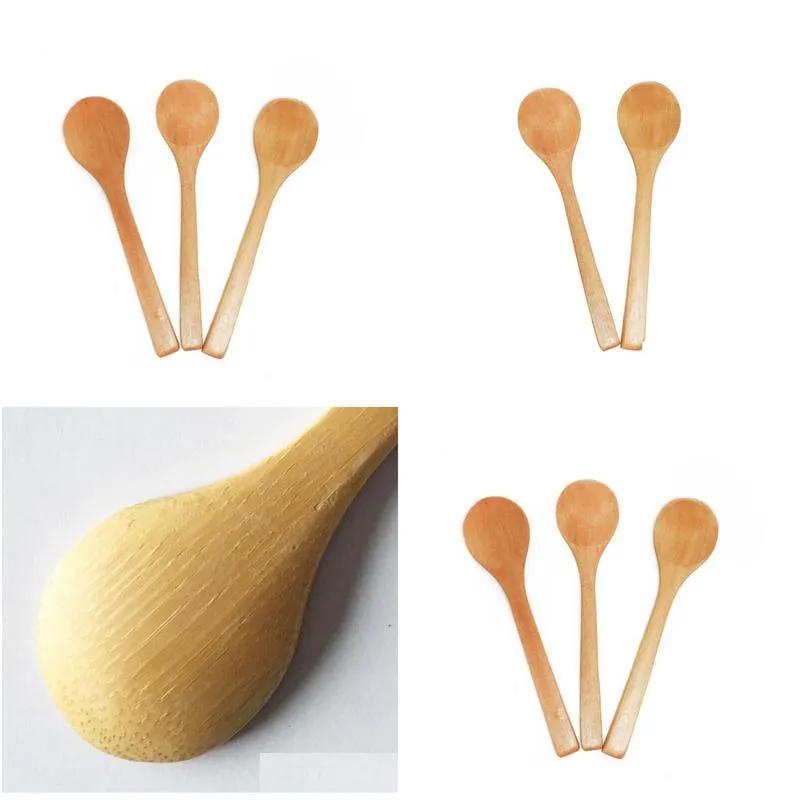 eco friendly 20pcs lot 5inch wooden spoon ecofriendly japan tableware soup scoop coffee honey tea round head spwooden spoonoon stirrer