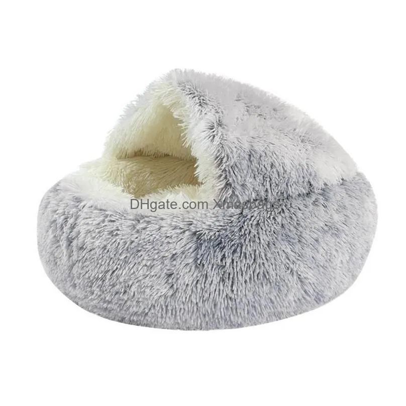 stock cat beds furniture plush pet dog bed house warm round kitten semi-enclosed winter nest kennel cats sofa mat basket sleeping