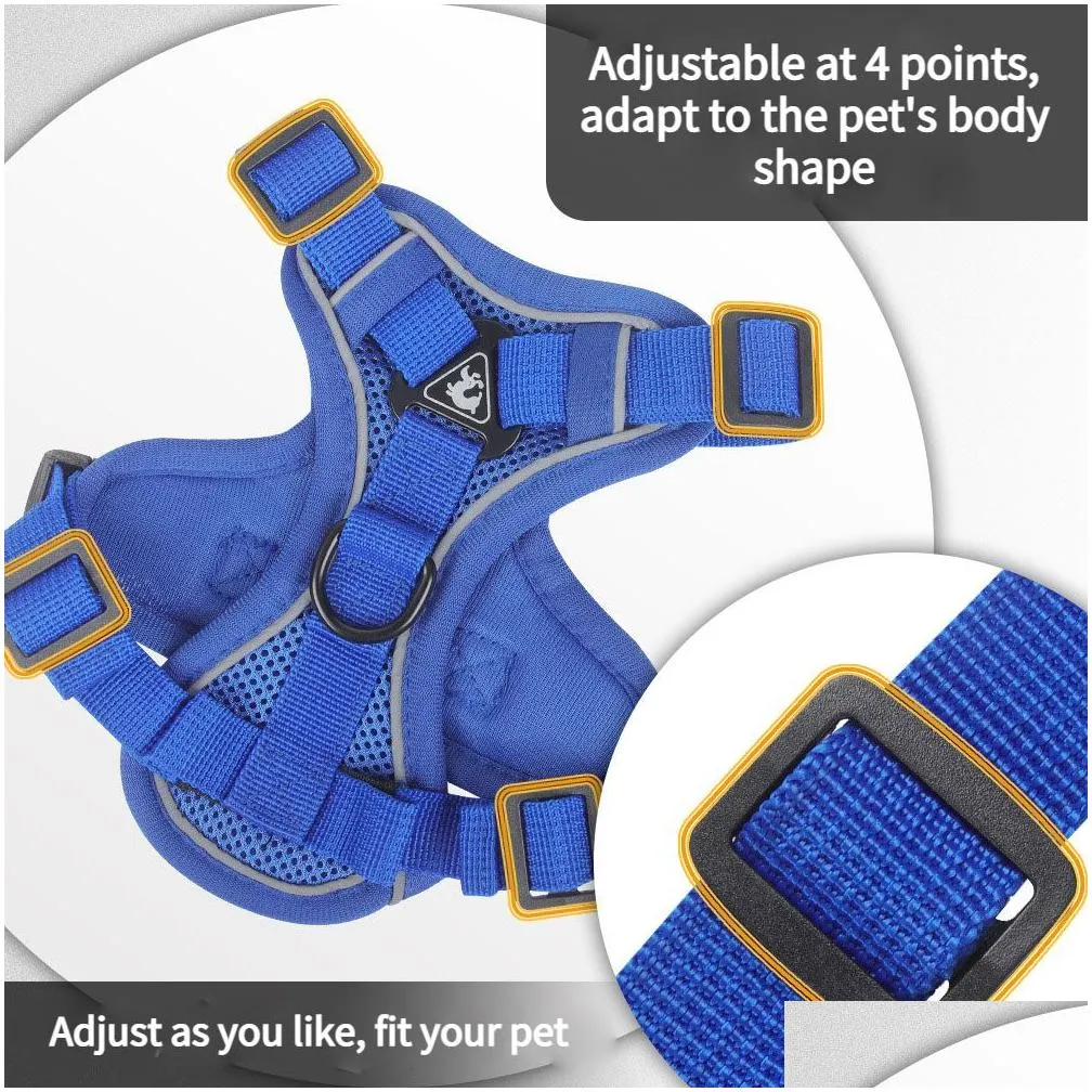 no pull pet harness dog harness adjustable outdoor pet vest  reflective oxford material vest with leash dogs easy control for small medium large