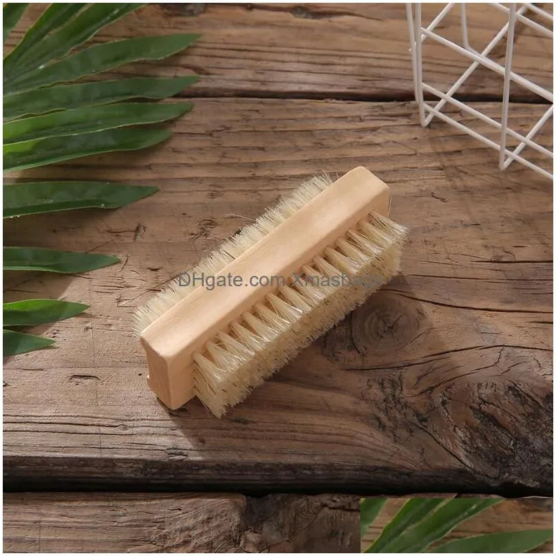 natural boar bristle brush wooden nail brush foot clean brush body massage scrubber make up tools