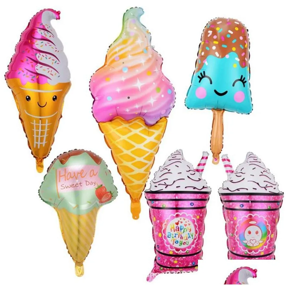 32inch large foil balloon fruit ice cream helium balloon birthday party decoration kids toy sweet digital balloons showe