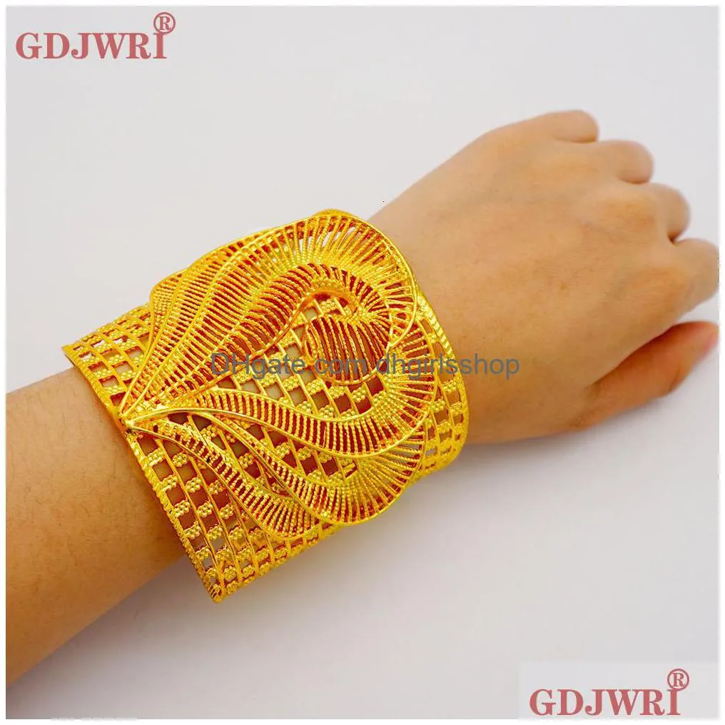 bangle wide bracelet gold color bangles for women accessories bride bracelets indian ethiopian france african dubai jewelry gifts