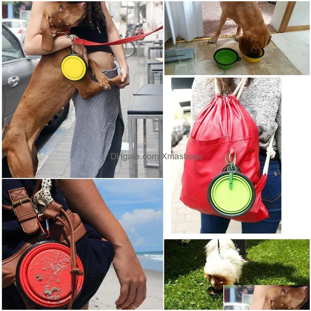 1000ml travel collapsible pet dog bowl feeders folding silicone for dogs outdoor water food feeding foldable cup dish 0425