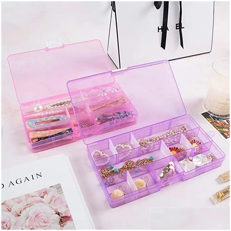 15 grids home storage box empty storage container box case for jewelry earring case holder organizer boxes