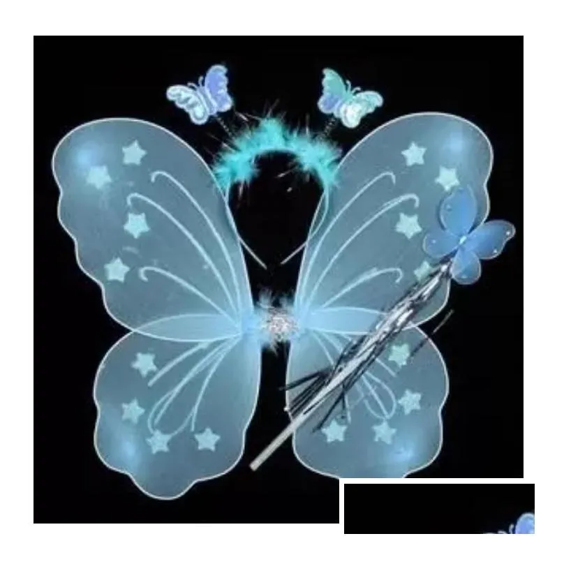 2021 butterfly wing setwing headband fairy wand/angel wing/party accessories 6colours 10s