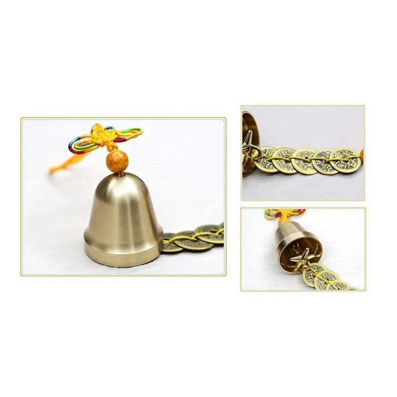 feng shui wind bell with fire emperor coins string to attract wealth and health home furniture decoration chinese 5 emperors emperor