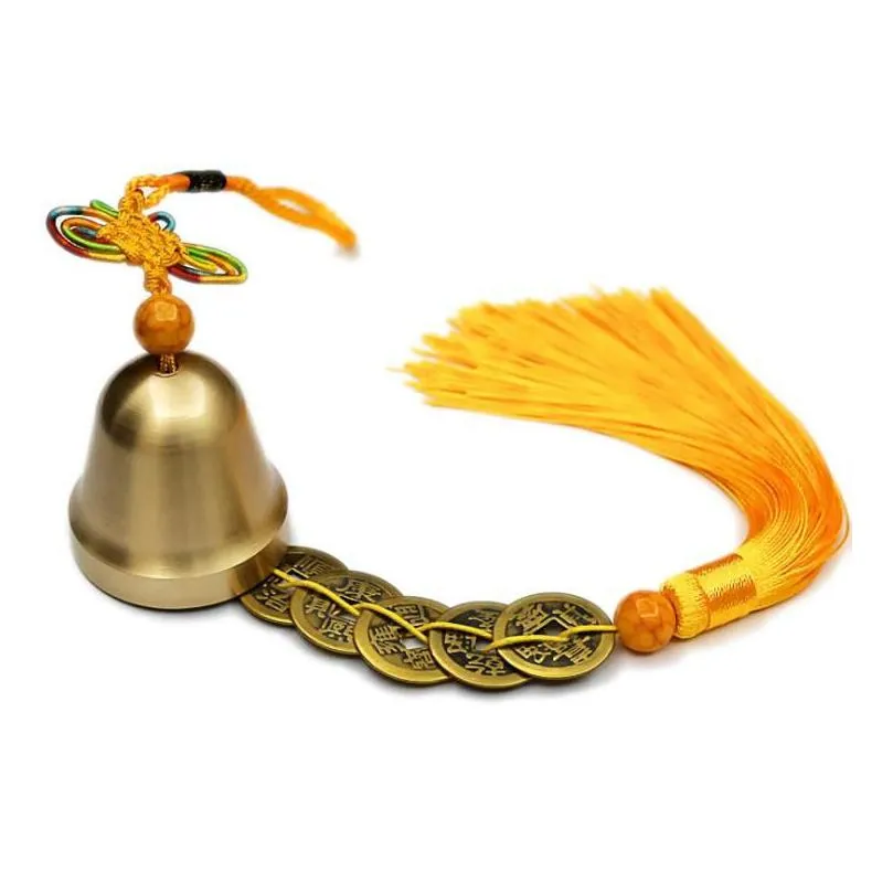 feng shui wind bell with fire emperor coins string to attract wealth and health home furniture decoration chinese 5 emperors emperor