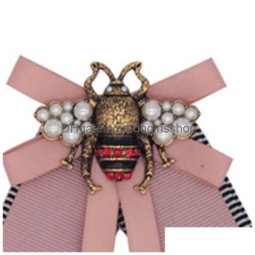 fashion designer brooches retro high grade bronze insect brooch alloy bee fabric pins women jewelry pink wholesale