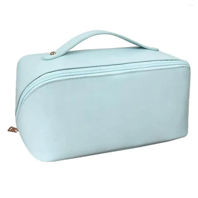 storage boxes portable cosmetic bag waterproof leather makeup case for brushes bottles palettes