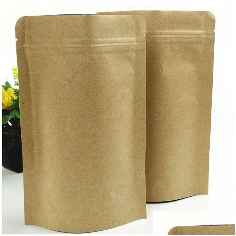 wholesale food moisture proof bags packaging sealing pouch brown kraft paper pouch with aluminum foil inside bags for food tea snack