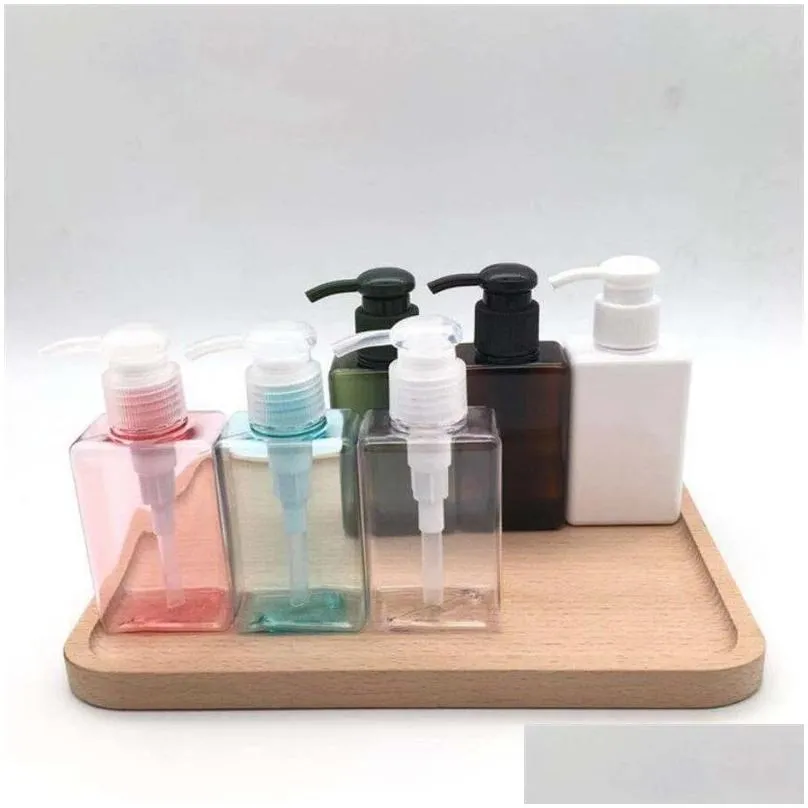 wholesale 100ml square petg bottle refillable container for cosmetic makeup lotion shampoo soap home bathroom storage container