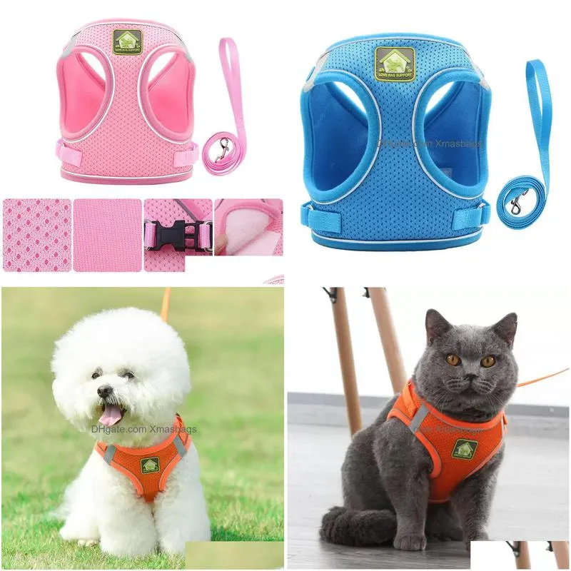 pets chest harness vest style dog leashes reflective and breathable dogs rope pet supplies 6 colors