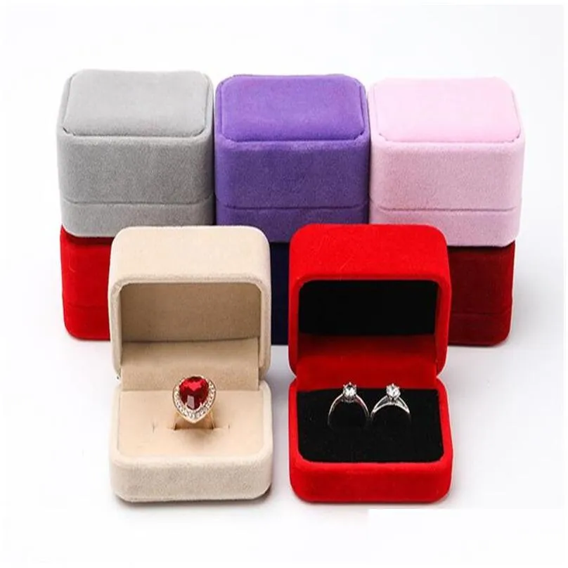 jewelry box velvet double ring case earring ring display boxes storage organizer holder gift package