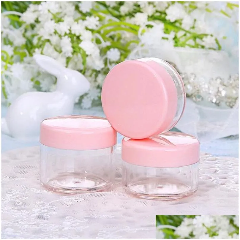 wholesale 10g 15g 20g jar cosmetic sample bottle empty container clear plastic pot jars makeup containers for lip balm eye shadow