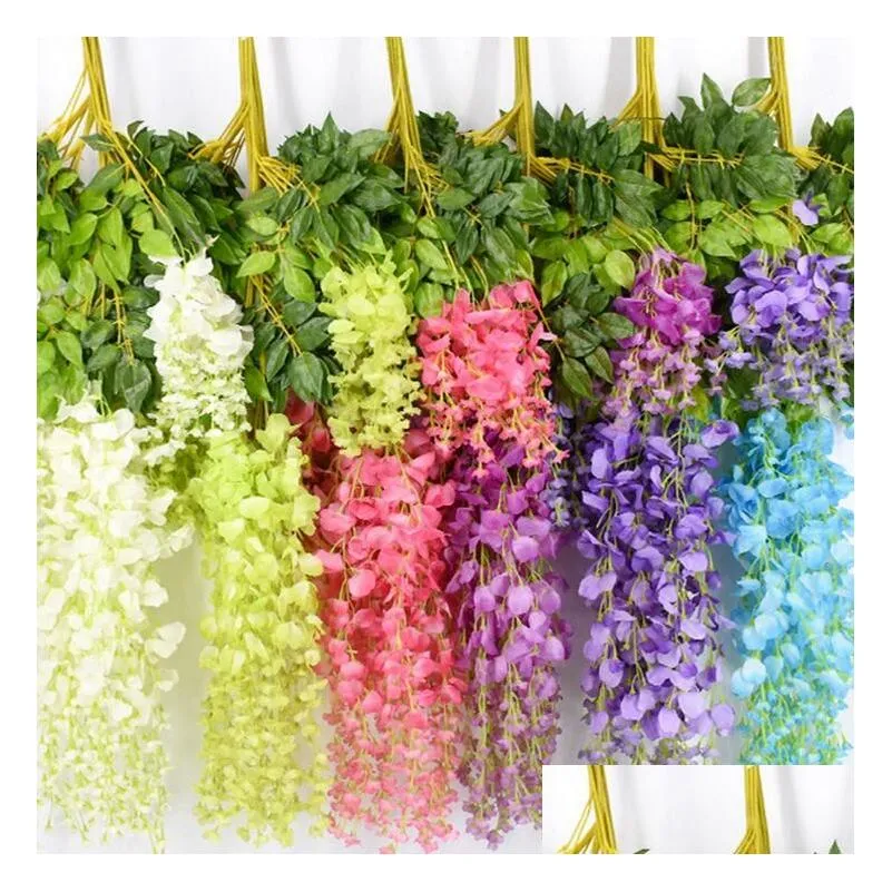 12pcs artificial wisteria flowers 75cm 110cm fake wisteria vine long hanging flower christmas wreaths for wedding birthday party 6