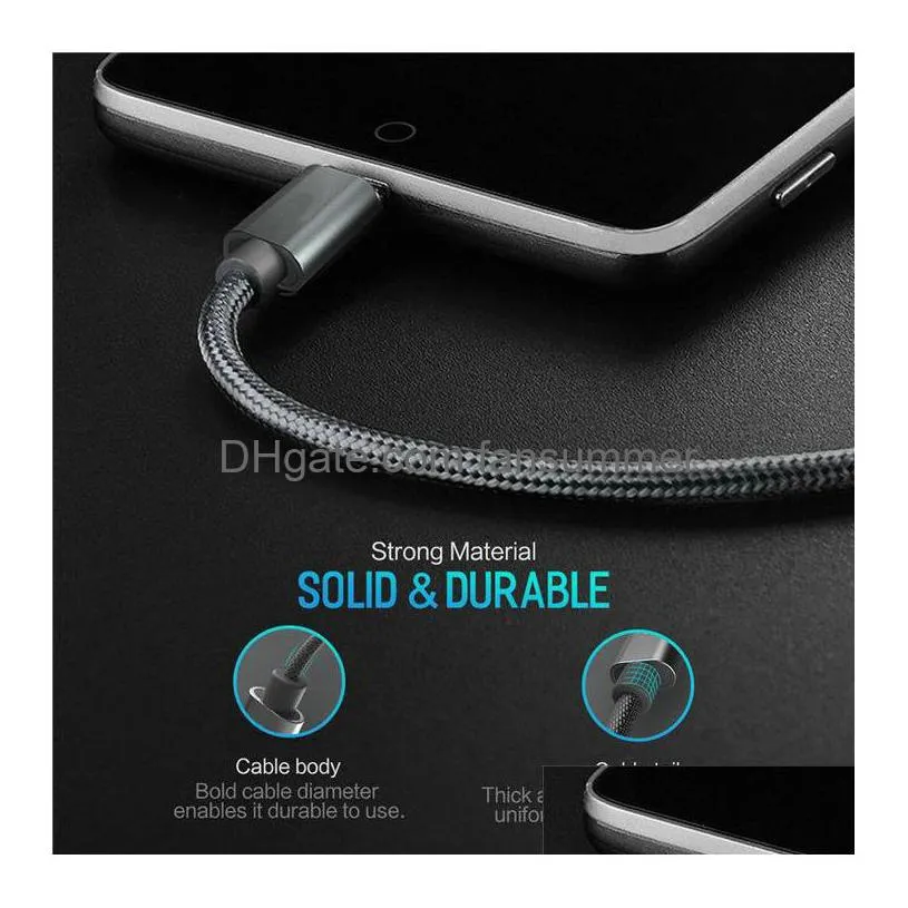 metal housing braided micro usb cable 2a durable high speed charging usb type c cable fast  for android smart phone