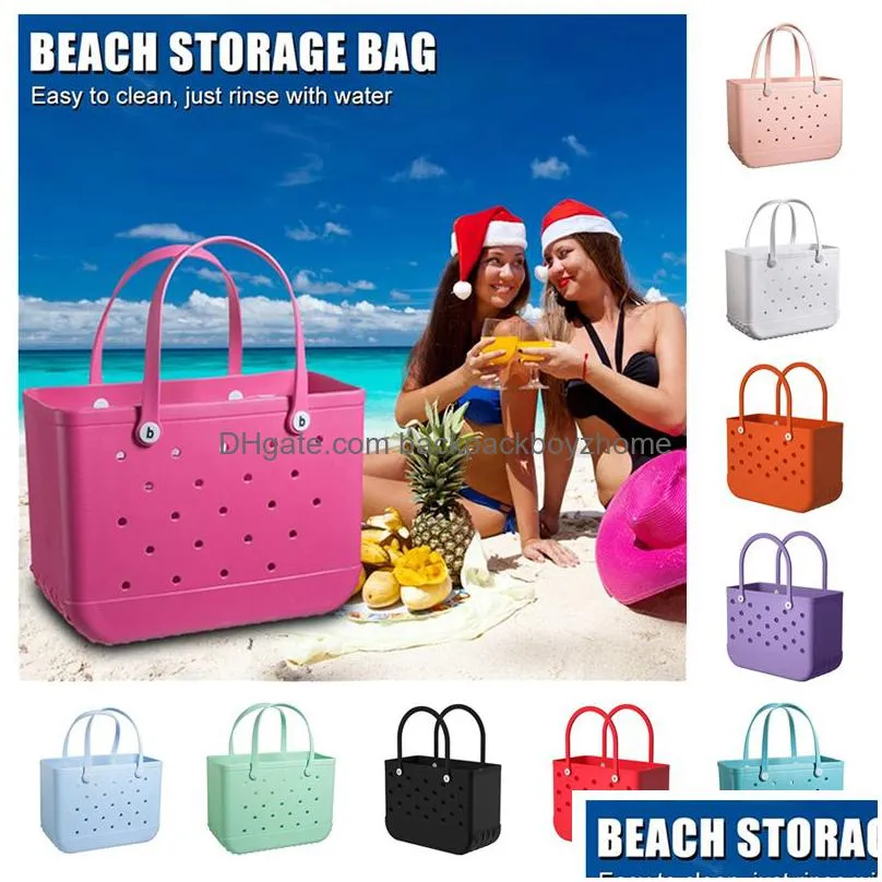 big szie rubber beach bags eva with hole waterproof sandproof durable open silicone tote bag for outdoor beach pool sports 48x34x25