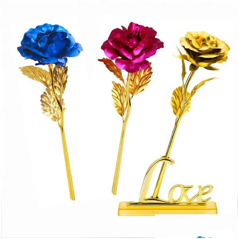 artificial gold foil plated rose wedding home decoration rose flower for birthday valentine mothers day gift