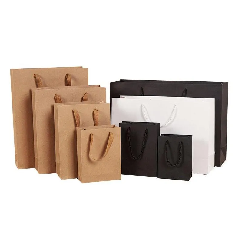 wholesale paper shopping gift bag recyclable shop store packaging bags clothes gifts cardboard pouch with handle