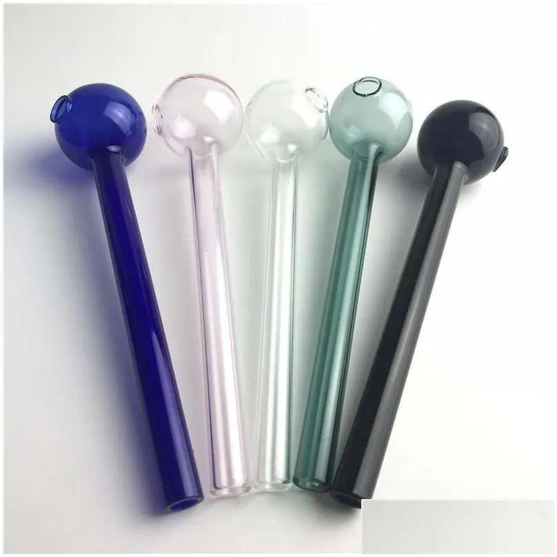  glass oil burner pipe with clear pink blue green black tube 30mm big bowl thick glass oil burner