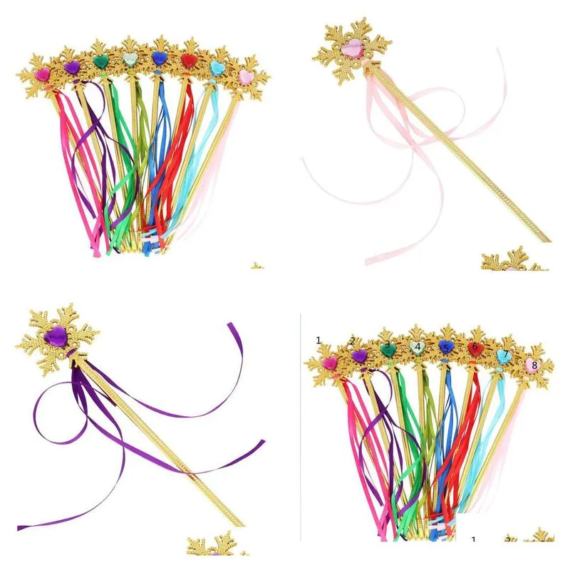 2021 fairy gold snowflake ribbons wand streamers xmas wedding party cos princess gem sticks magic wands confetti kids birthday favors