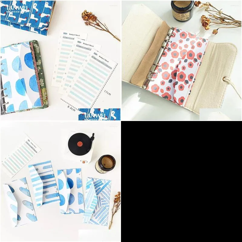 gift wrap pretty binder budget sheets envelopes set 6-hole loose-leaf sheet paper  cash storage envelope accounting supplies