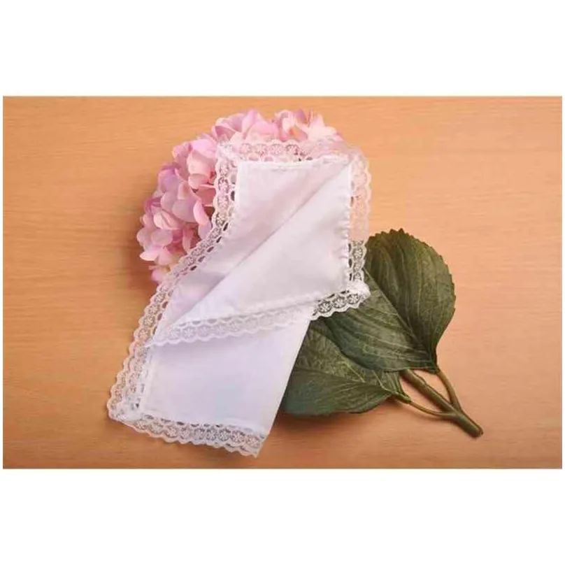 2022 NEW 12pcs DIY handmade graffiti handkerchief Personalized white lace , wo wedding gifts squar Cotton Handkerchiefs