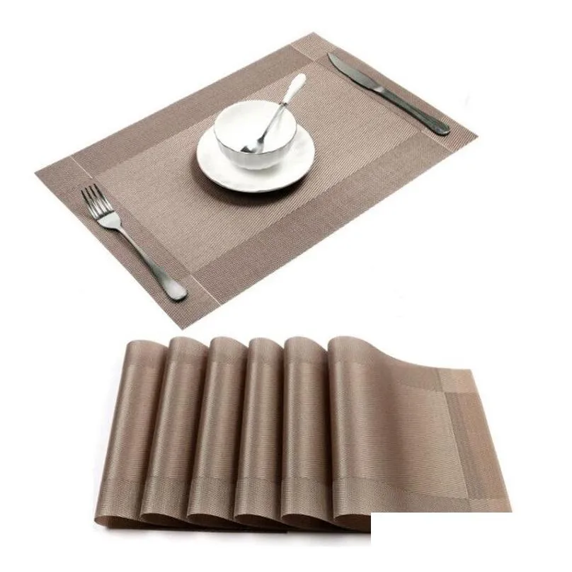 placemats washable pvc dining table mats heat resistant woven vinyl place mats for kitchen table 7 colors